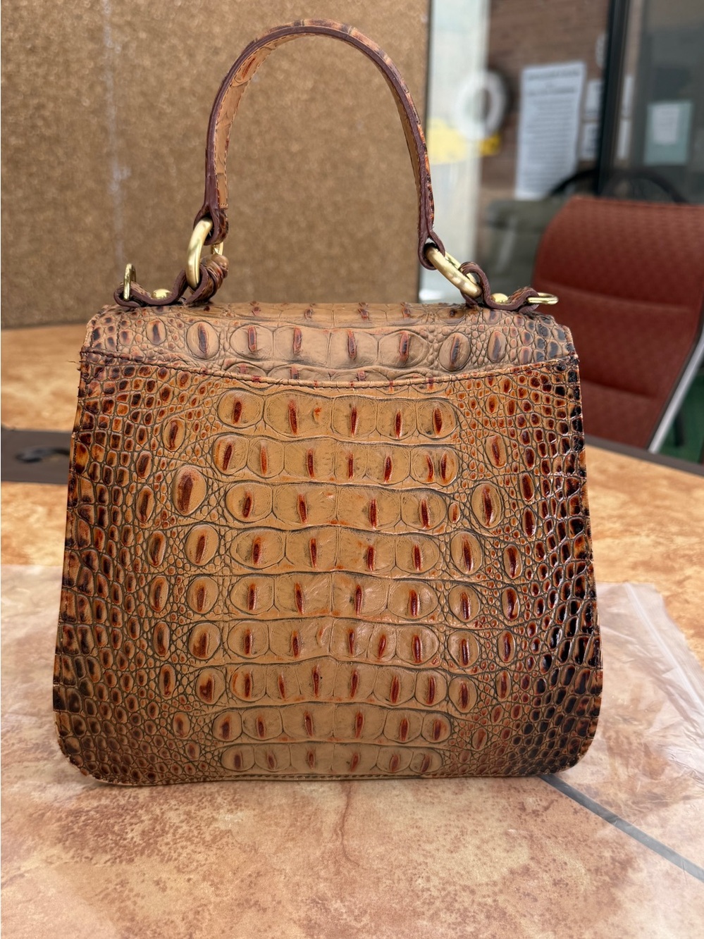 RARE Vtg Brahmin Lady Vittoria Rose Satchel Pecan Leather Strap RoseTassels EUC - Picture 4 of 16